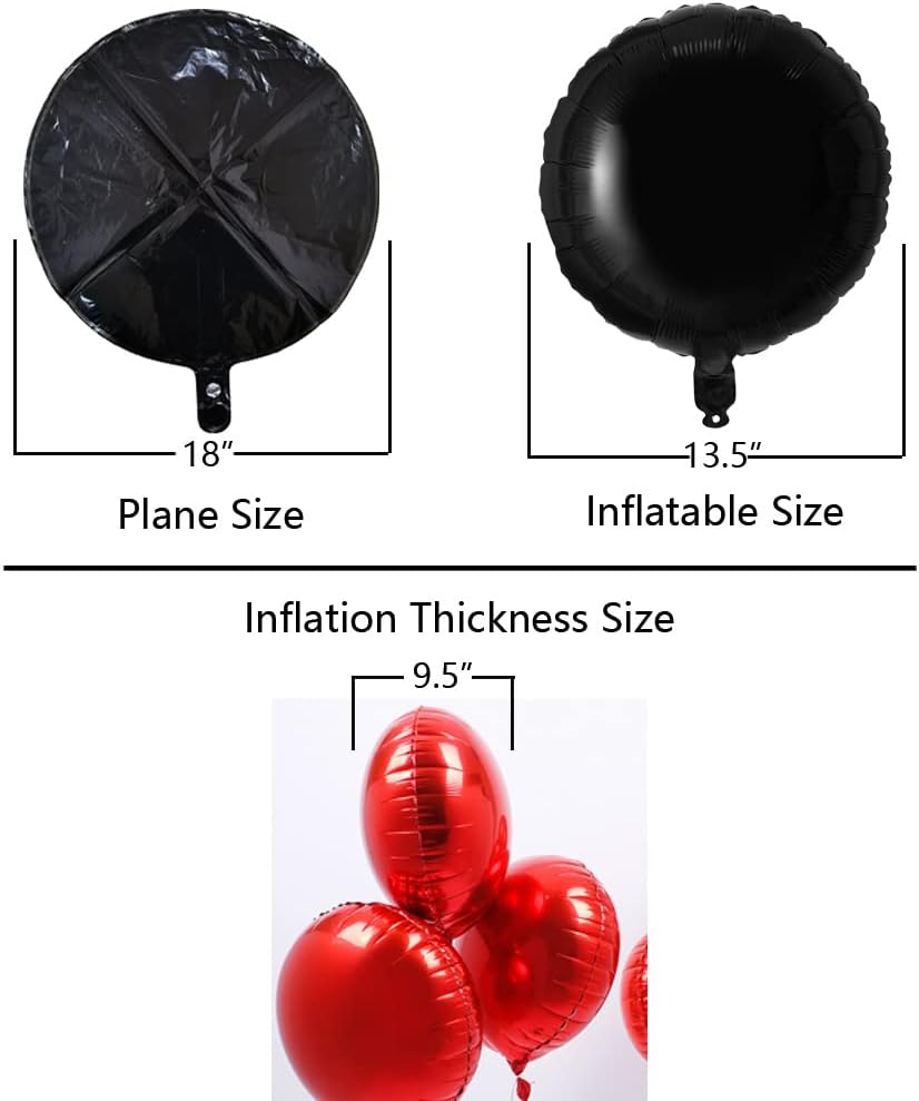 18" Black Gold Silver Balloons Round Foil Mylar Helium Balloons for Party Decorations, Pack of 30