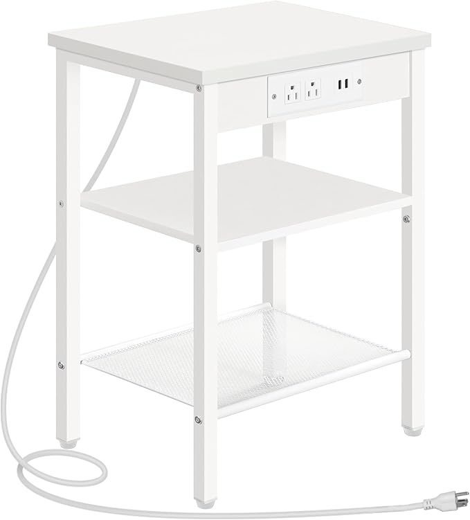 HOOBRO Side Table with Charging Station and USB Port, Small End Table by HOOBRO