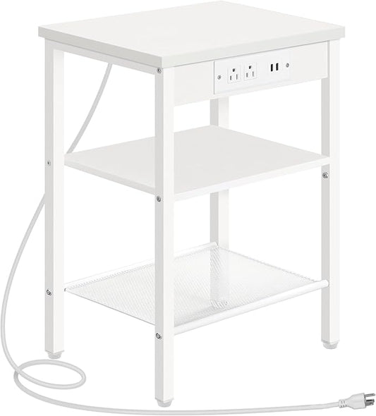 HOOBRO Side Table with Charging Station and USB Port, Small End Table by HOOBRO