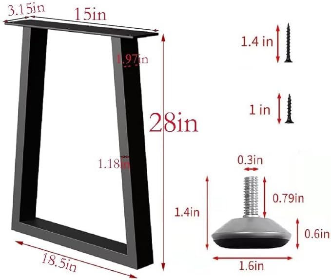 Metal Table Legs 28 inch, Heavy Duty DIY Industrial Desk Furniture Legs Set of - Image 6