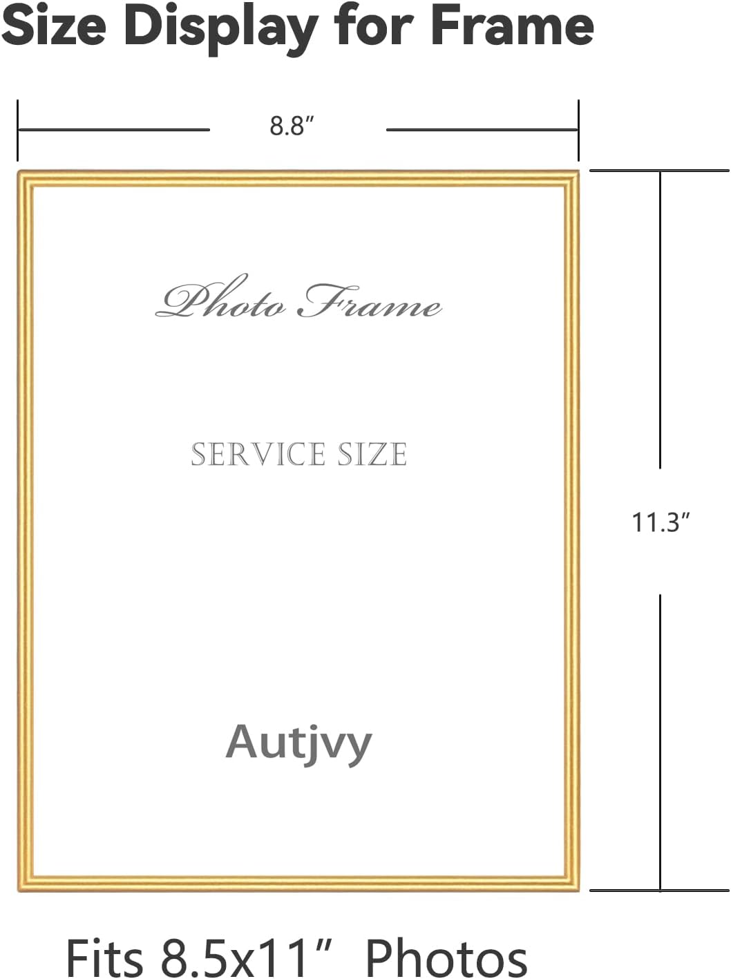 8.5x11 Picture Frame Matte Gold Modern Simple Thin Aluminum Metal Certificate Document Photo Frame with HD Real Glass, Display for Tabletop and Wall Collage. (2 Pack)