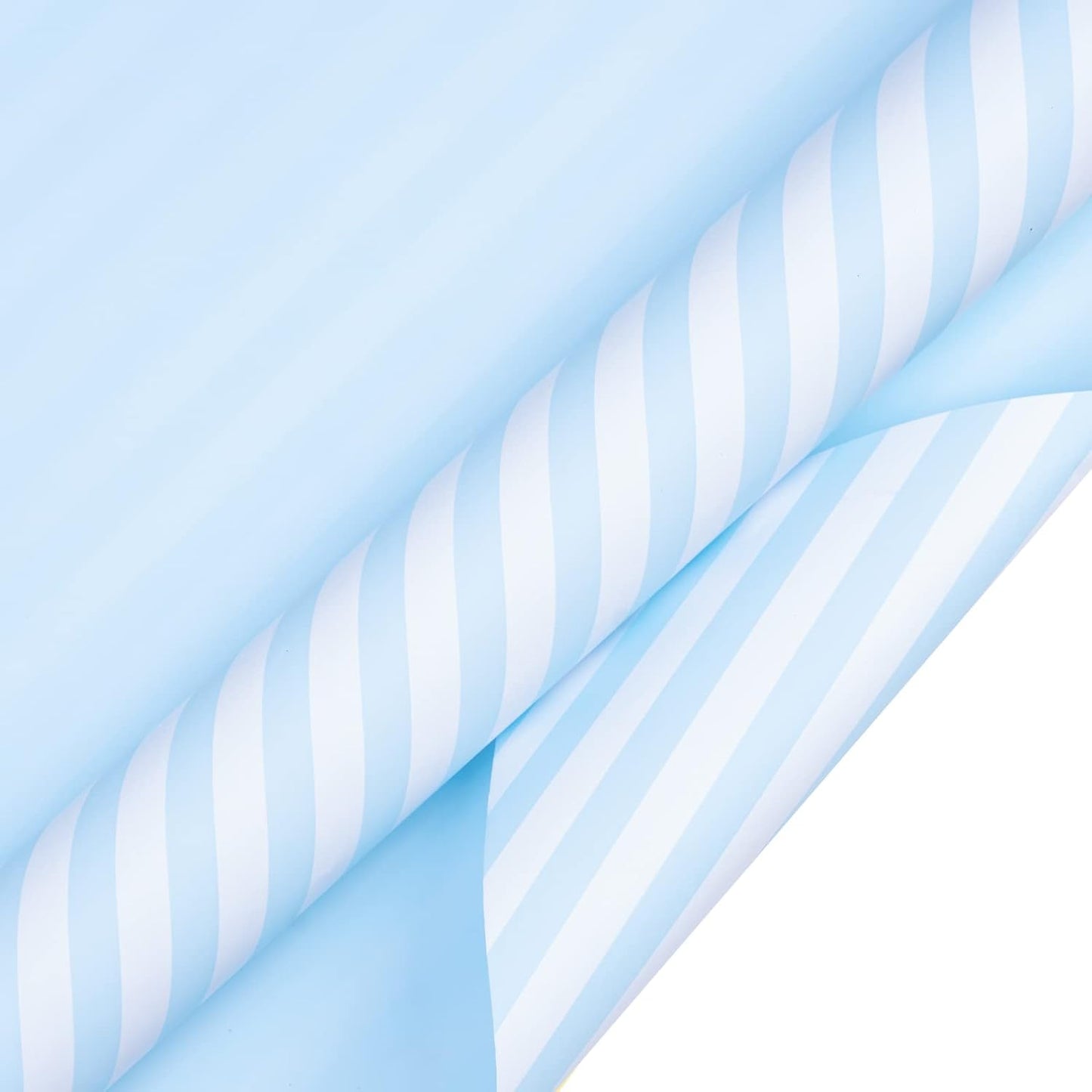 WRAPAHOLIC Reversible Wrapping Paper - Mini Roll - 17 Inch x 33 Feet - Baby Blue and Stripes Design for Birthday, Holiday, Wedding, Baby Shower