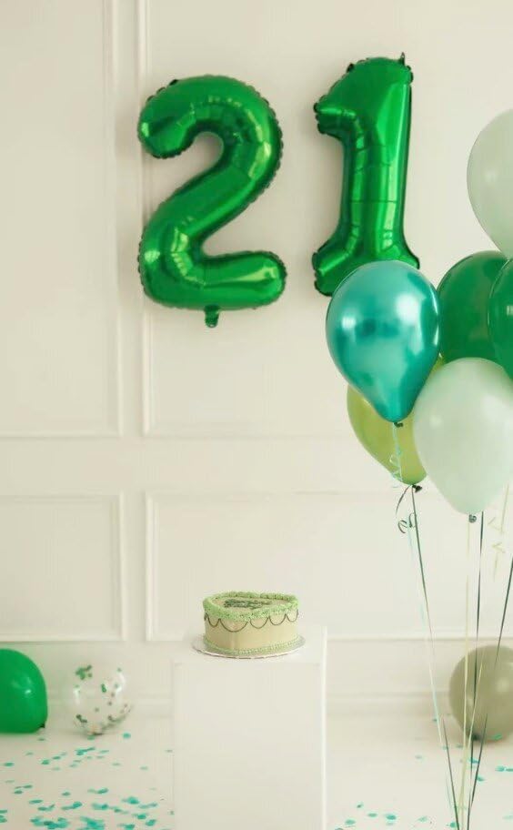 Green 40 Inch Large Number 15 Birthday Balloon, 15 51 Birthday Celebration Decorations, Foil 15 Mylar Helium Number Balloons Girl Boy Anniversary Party Supplies