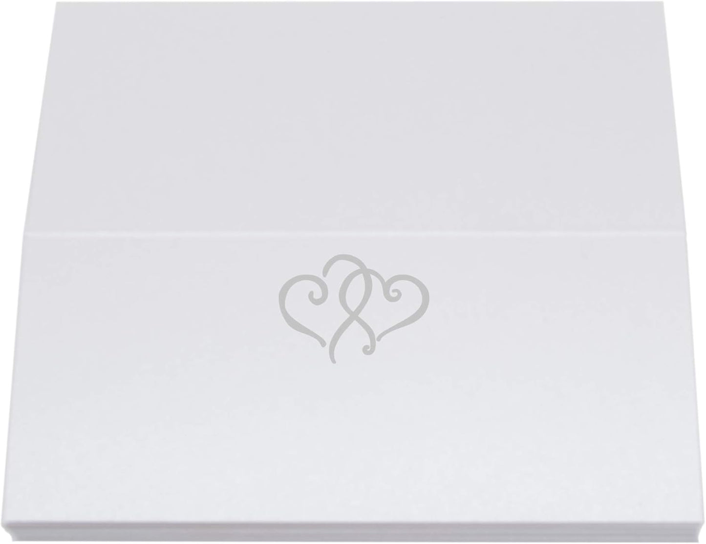 Linked Hearts Place Cards, Silver (Choose Color), Set of 150, Pre-cut and Scored - Wedding, Party, Dinner, and Special Events - Made in the USA