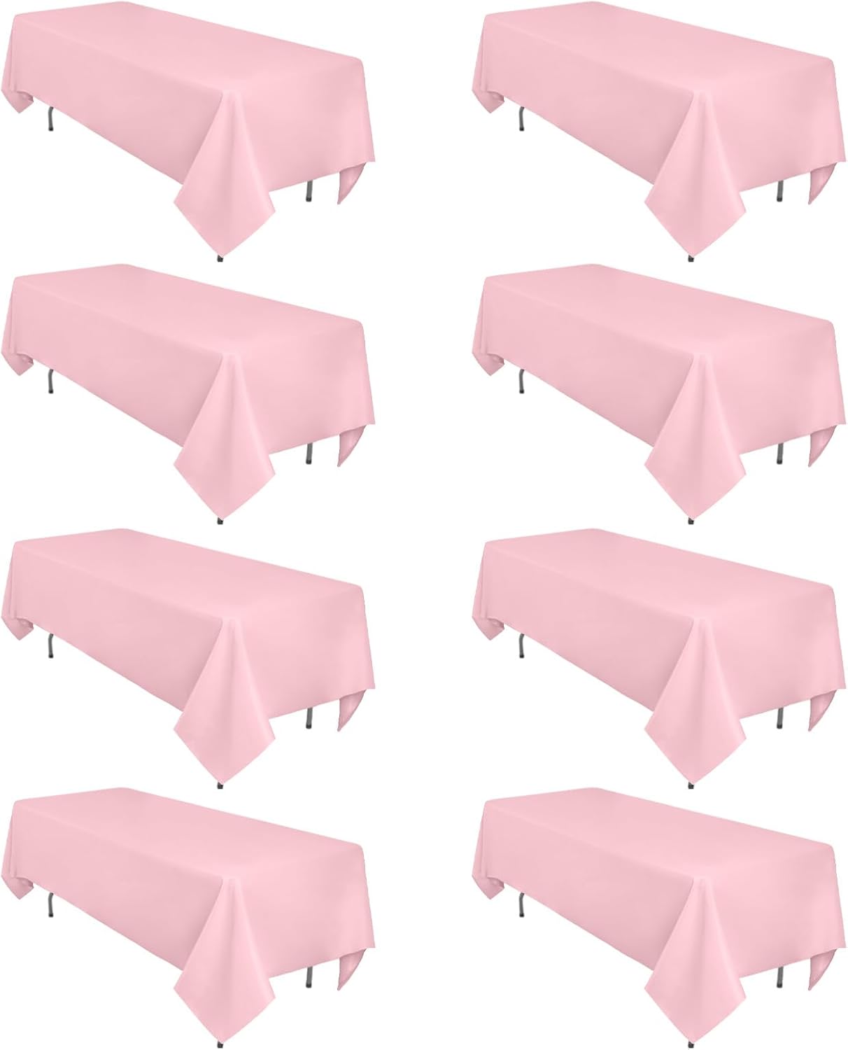 8 Pack Pink Tablecloth 60 x 102 Inch Rectangular Tablecloths for 6 Foot Rectangle Tables, Wrinkle Resistant Pink Table Cloth Washable Polyester Fabric Table Covers for Buffet Wedding Party Banquet