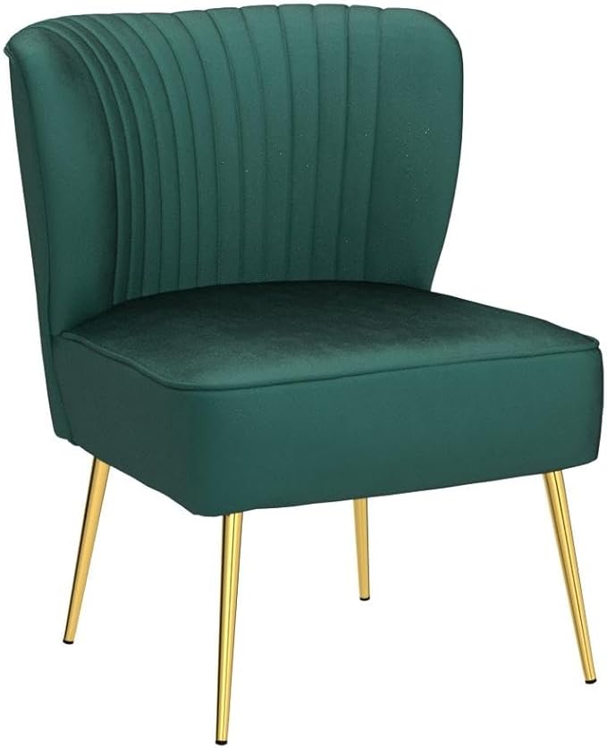 HULALA Home Velvet Accent Chair, Modern Upholstered Cute Side Chair - Image 4
