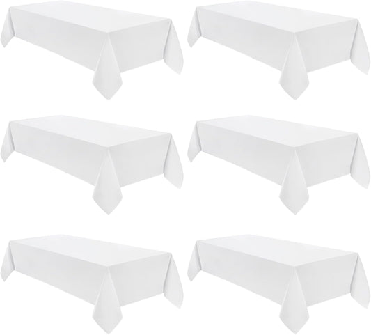 VidaFete Tablecloth 60 * 102inch 6 Pack Rectangle Table Cloth Polyester, Stain Wrinkle Resistant Dining Table Cover for Kitchen Dinning Party Wedding Rectangular Tabletop Buffet Decoration(White)