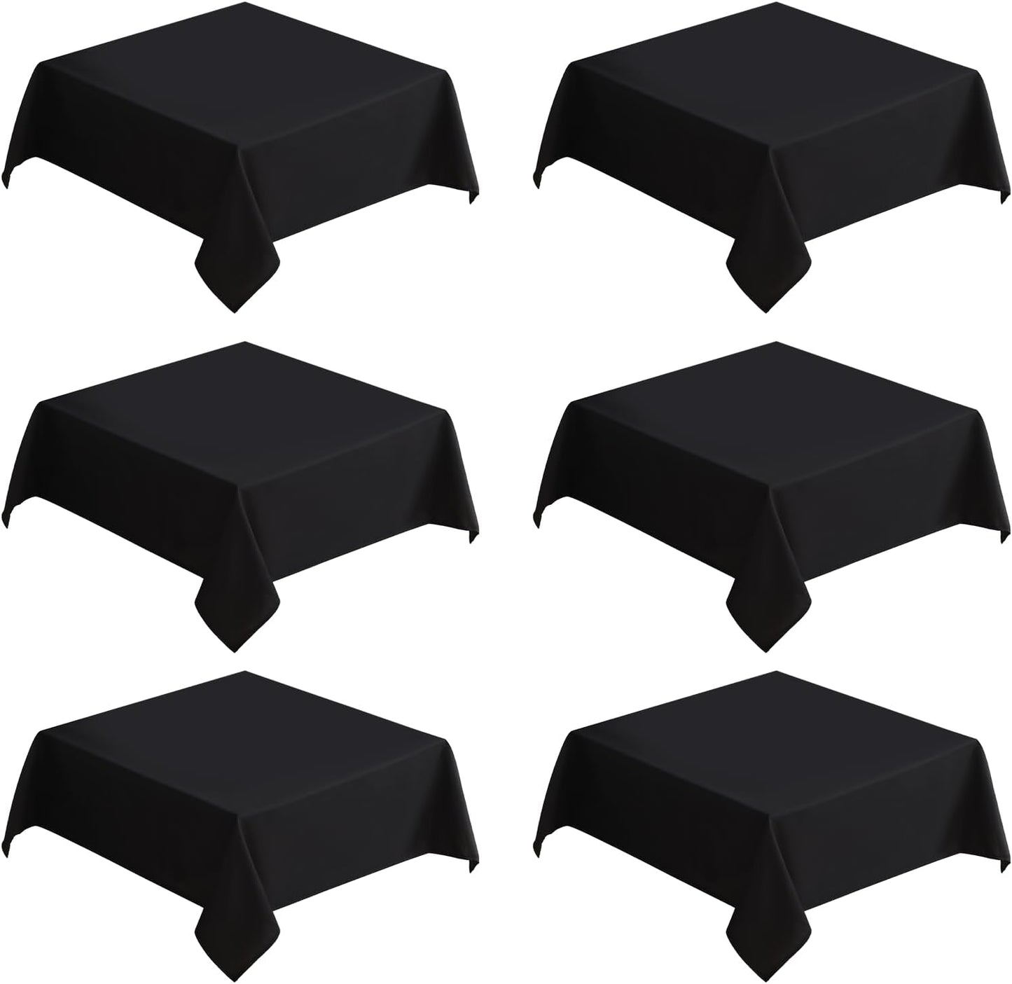 VidaFete Square Tablecloth 6 Pack 52 x 52 Inch Tablecloths Stain Wrinkle Resistant Polyester Dining Table Cover for Kitchen Dinning Party Wedding Rectangular Tabletop Buffet Decoration(Black)