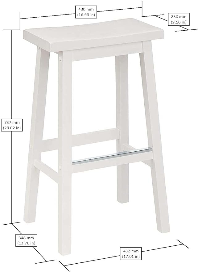 Amazon Basics Solid Wood Saddle-Seat Counter Height Bar Stools - Image 3