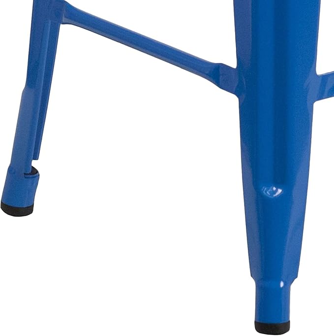 Flash Furniture Kai Commercial Grade 24" High Backless Blue Metal - Image 6