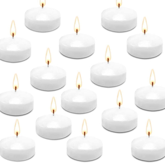 JHENG 50 Pack Floating Candles, 2'' White Unscented Dripless Wax Burning Candles, for Cylinder Vases, Weddings, Party and Holiday