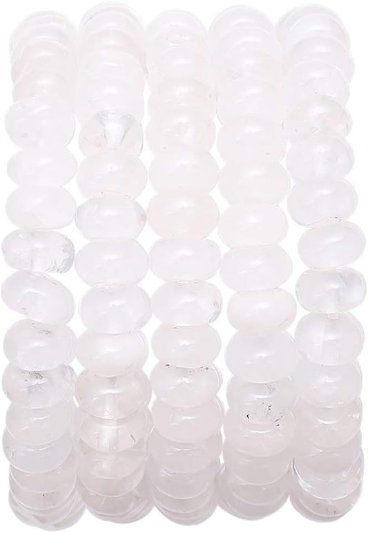 Natural White Quartz Crystal Stone Rondelle 5x8mm Loose Semi Gemstone Beads for Jewelry Making 38cm