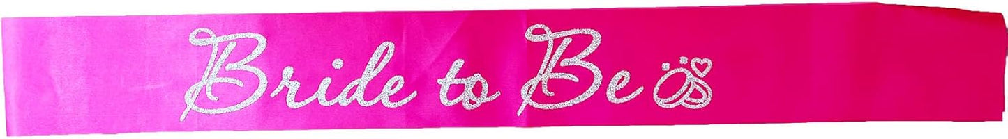 Hot Pink Bride to Be Sash for Bridal Shower Bachelorette Party Wedding Hen Party Decorations Engagement Gifts Favors Miss to Mrs Sash with Glitter Letter Silver
