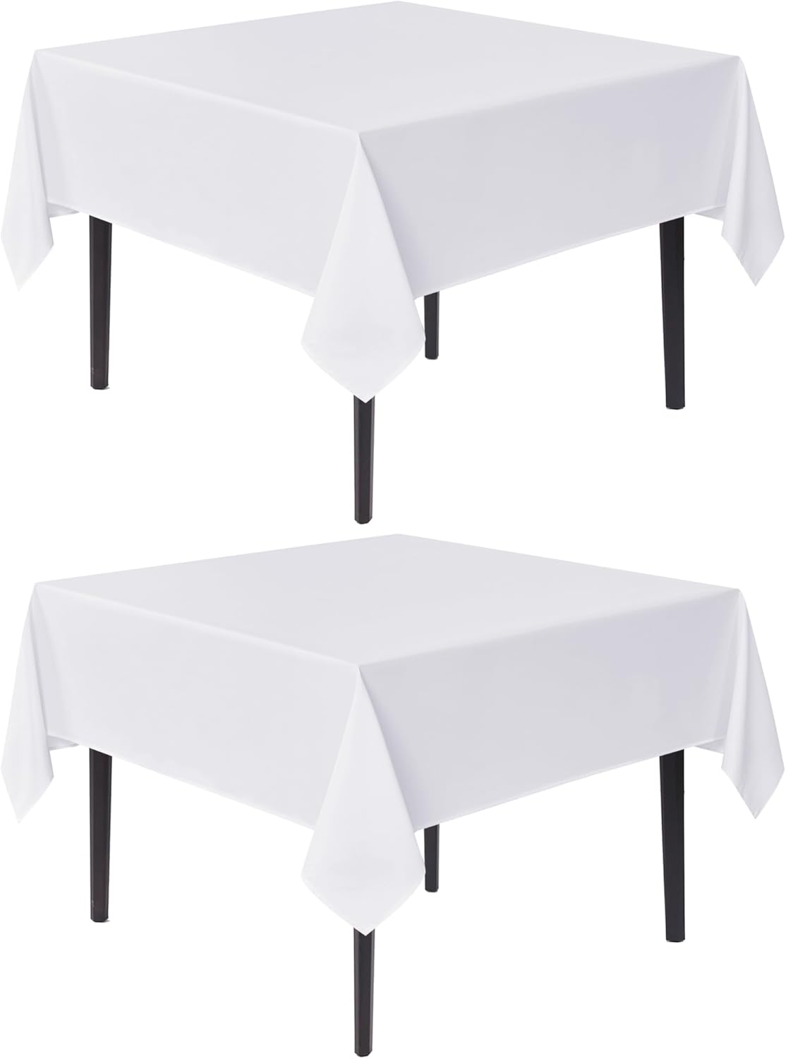 sancua White Square Tablecloths 70x70 Inch, 2 Pack - Fabric Table Cloth for Square or Round Tables, Washable Polyester Table Cover for Outdoor Party, Birthday, Decorative Display Tables
