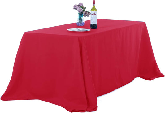 Ascoza 2pack 90x156 Inch Red Rectangular Tablecloth 8 Feet Table Cloth in Polyester Fabric for Wedding/Banquet/Restaurant/Parties
