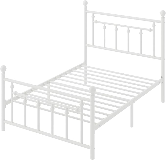 SHA CERLIN 14" Twin Size Metal Platform Bed Frame/Victorian Headboard and - Image 8
