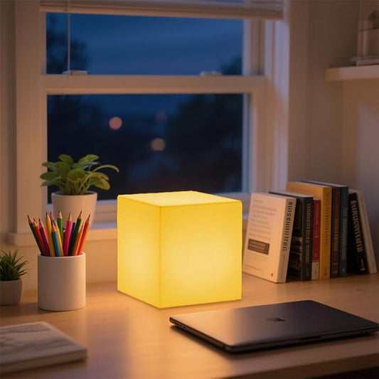 6-in LED Cube Night Light, Rechargeable LED Light Cube w/Remote, Dimmable 16 by BALMOST