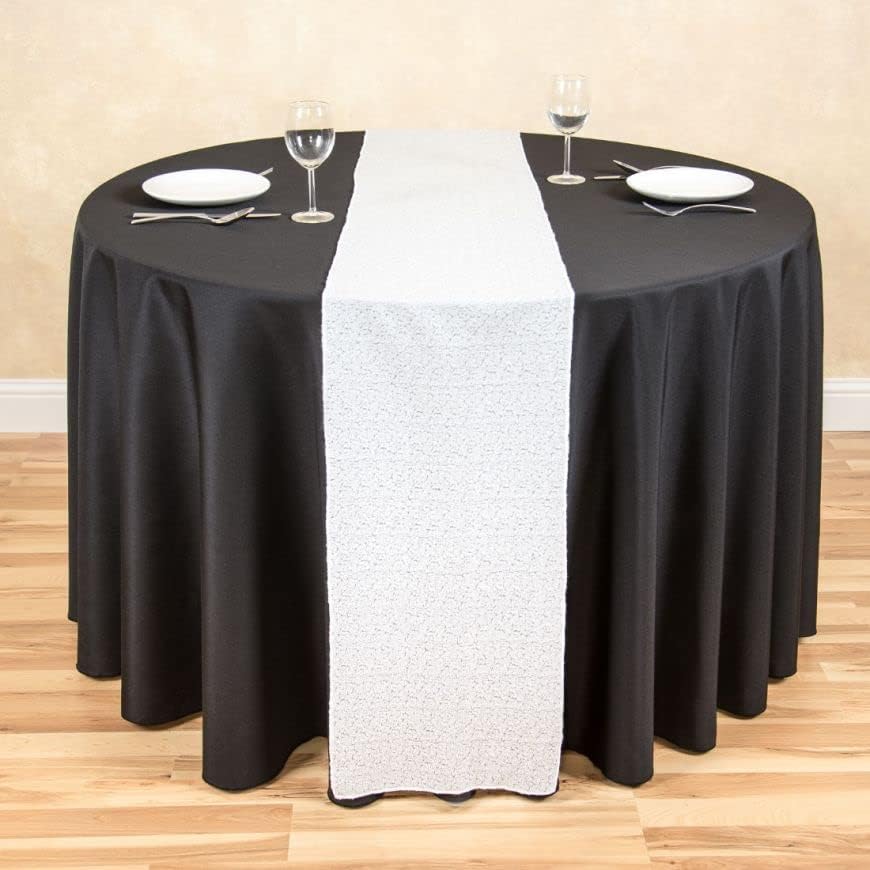 LTC LINENS 2 Pack 108 Inch Round Tablecloth Black - Great for 48 Inch Round Table Floor Length - Wrinkle Resistant Polyester Fabric Cloth for Wedding