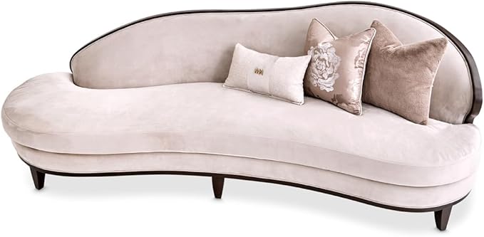 MICHAEL AMINI Camellia Field Asymmetrical Velvet Sofa in Porcini/Warm Pecan - Image 8