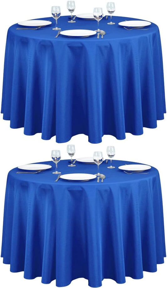 LTC LINENS 2 Pack 108 Inch Round Tablecloth Royal Blue - Great for 48 Inch Round Table Floor Length - Wrinkle Resistant Polyester Fabric Cloth for Wedding
