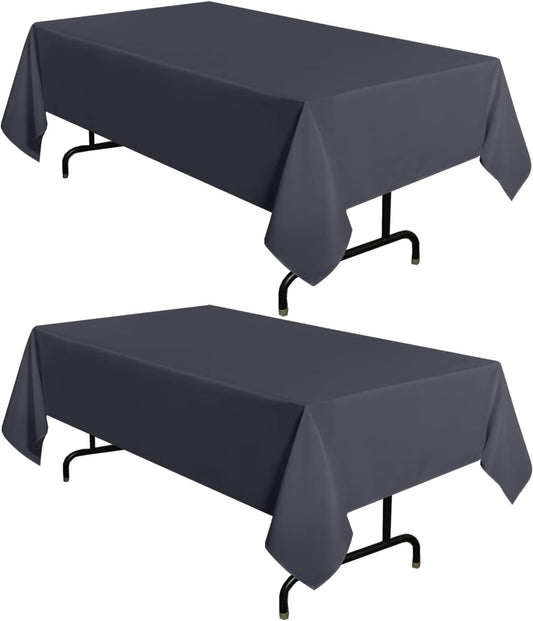 sancua 2 Pack Dark Grey Tablecloth 60 x 102 Inch, Rectangle 6 Feet Table Cloth - Stain and Wrinkle Resistant Washable Polyester Table Cover for Dining Tables, Buffet Parties and Camping