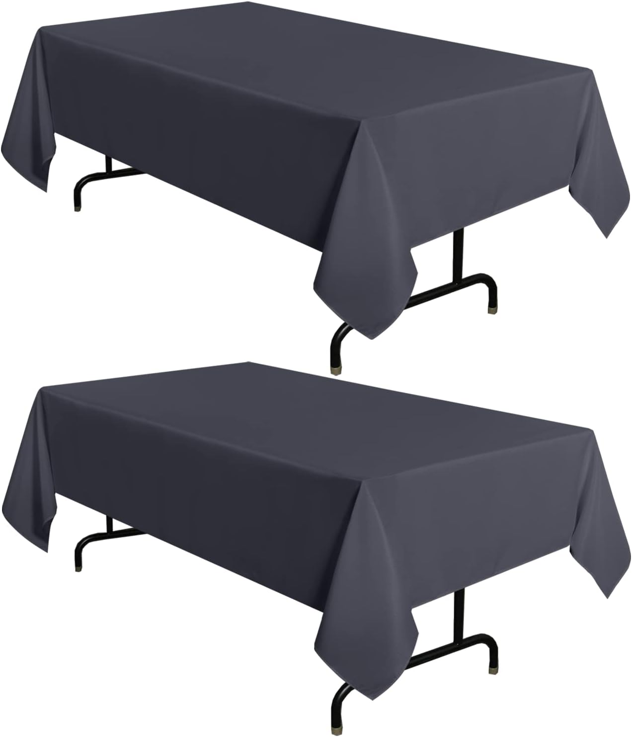 sancua 2 Pack Dark Grey Tablecloth 60 x 84 Inch, Rectangle 4 Feet Table Cloth - Stain and Wrinkle Resistant Washable Polyester Table Cover for Dining Tables, Buffet Parties and Camping