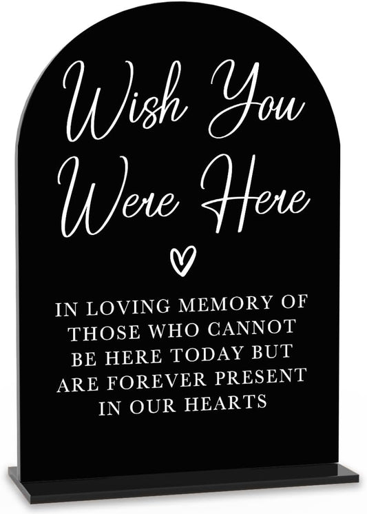 Acrylic Wedding Sign Wedding Signs for Ceremony Wish You Were Here Sign for Wedding Modern Calligraphy Arch Acrylic Table Top Sign for Wedding Reception and Event Party Table(black）