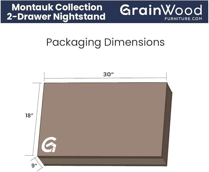 Grain Wood Furniture Montauk 2-Drawer Bedside Nightstand, Solid Wood - Image 6