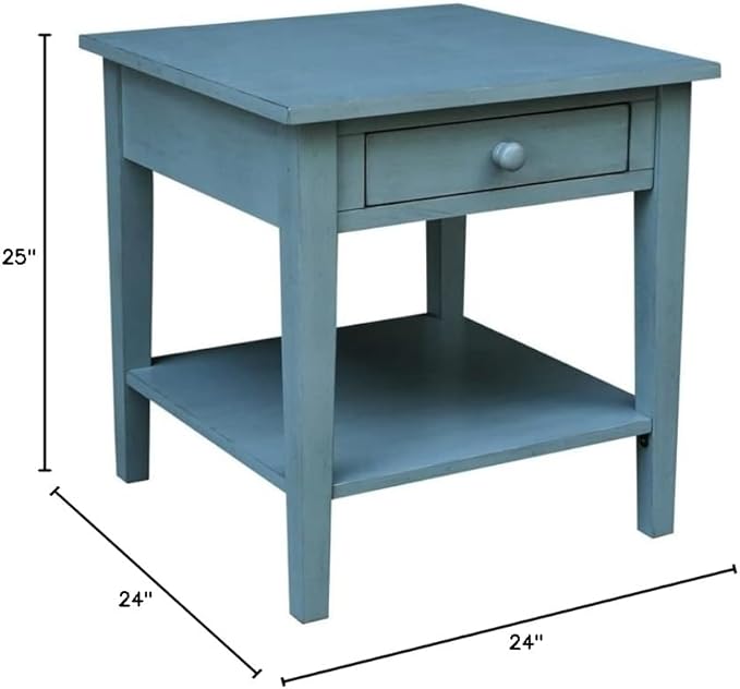 IC INTERNATIONAL CONCEPTS Spencer Blue Wood End Table - Image 3