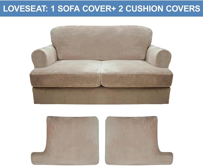 CUCRAF Cushion Sofa Cover 3 Piece Slipcovers, Soft Thick Velvet Couch Cover - Image 5