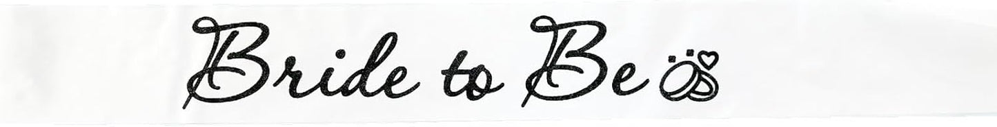 White Bride to Be Sash for Bridal Shower Bachelorette Party Wedding Hen Party Decorations Engagement Gifts Favors Miss to Mrs Sash with Glitter Letter Black