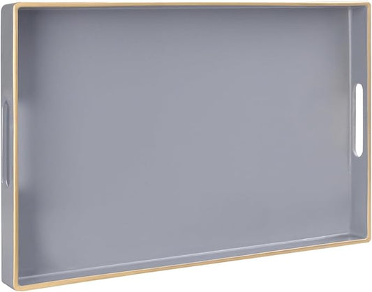 MAONAME Gray Serving Tray with Handles, Modern Grey Decorative Tray by MAONAME