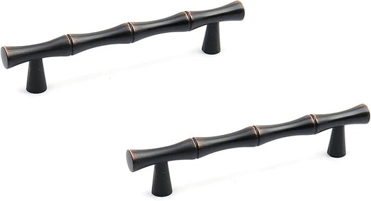 2PCS Bamboo Zinc Alloy Cabinet Handles, 3.8 Inch Hole Distance Black and Red by Tighall
