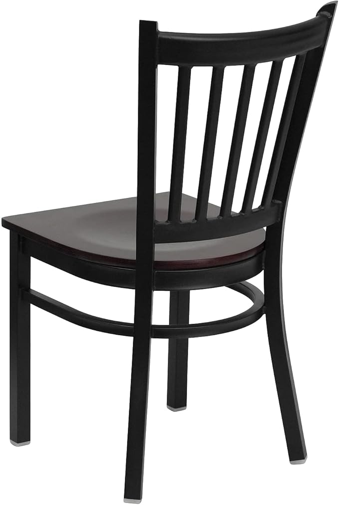 Flash Furniture 2 Pk. HERCULES Series Black Vertical Back Metal Restaurant Chair - Image 7
