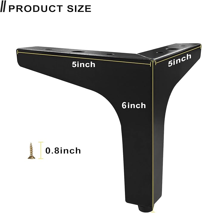 AODIOU Furniture Legs Metal feet: Couch Legs 6 Inch Sofa Cabinet Legs - Image 2
