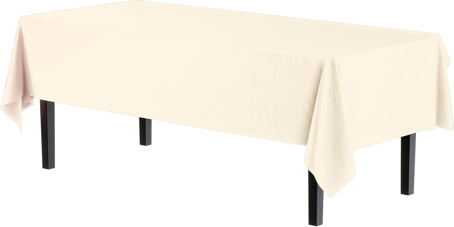 Party Solids 12-Pack Premium Plastic 54-Inch-by-108-Inch Rectangle Tablecloth, Ivory