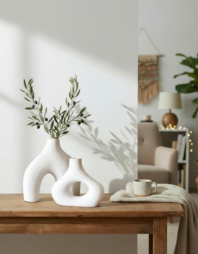 Carrot's Den Donut Vase, Hollow | Table Centerpiece, Olive Plant, Living Room - Image 4