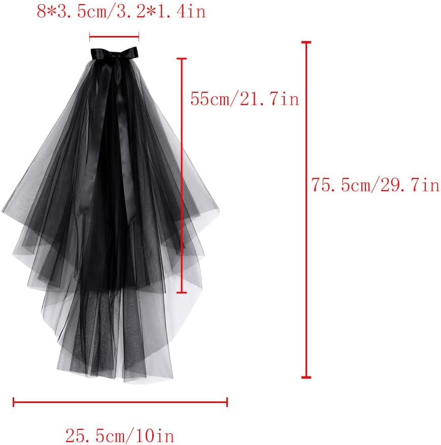 Ayliss Women Mesh Veils Black Bridal Birdcage Short Wedding Face Veil with Clip Tulle Gothic Bride Halloween Costume