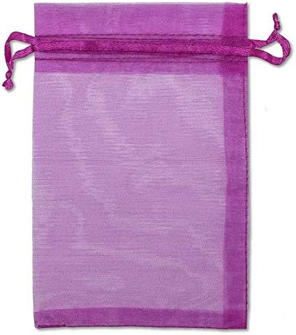 TheDisplayGuys 100-Pack 3x4 Hot Pink Sheer Organza Gift Bags with Drawstring, Jewelry Candy Treat Wedding Party Favors Mesh Pouch