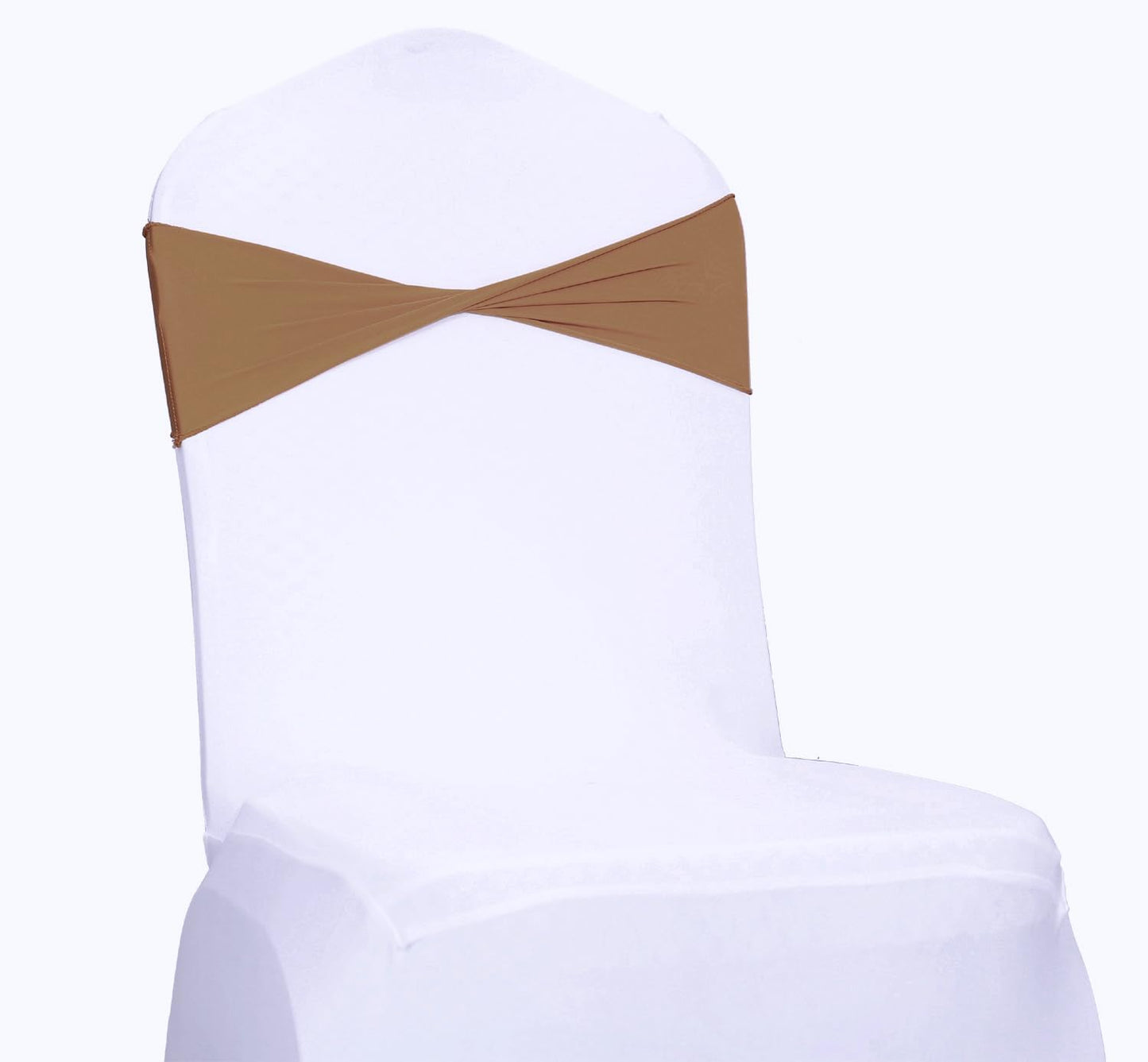 VDS Pack of 75 PCS | Mocha | Spandex Chair Sashes Bows Without Buckle | Stretch Elastic Banquet Universal Folding Chair Band Tie with for Wedding Party Conference Celebration Event Decoration