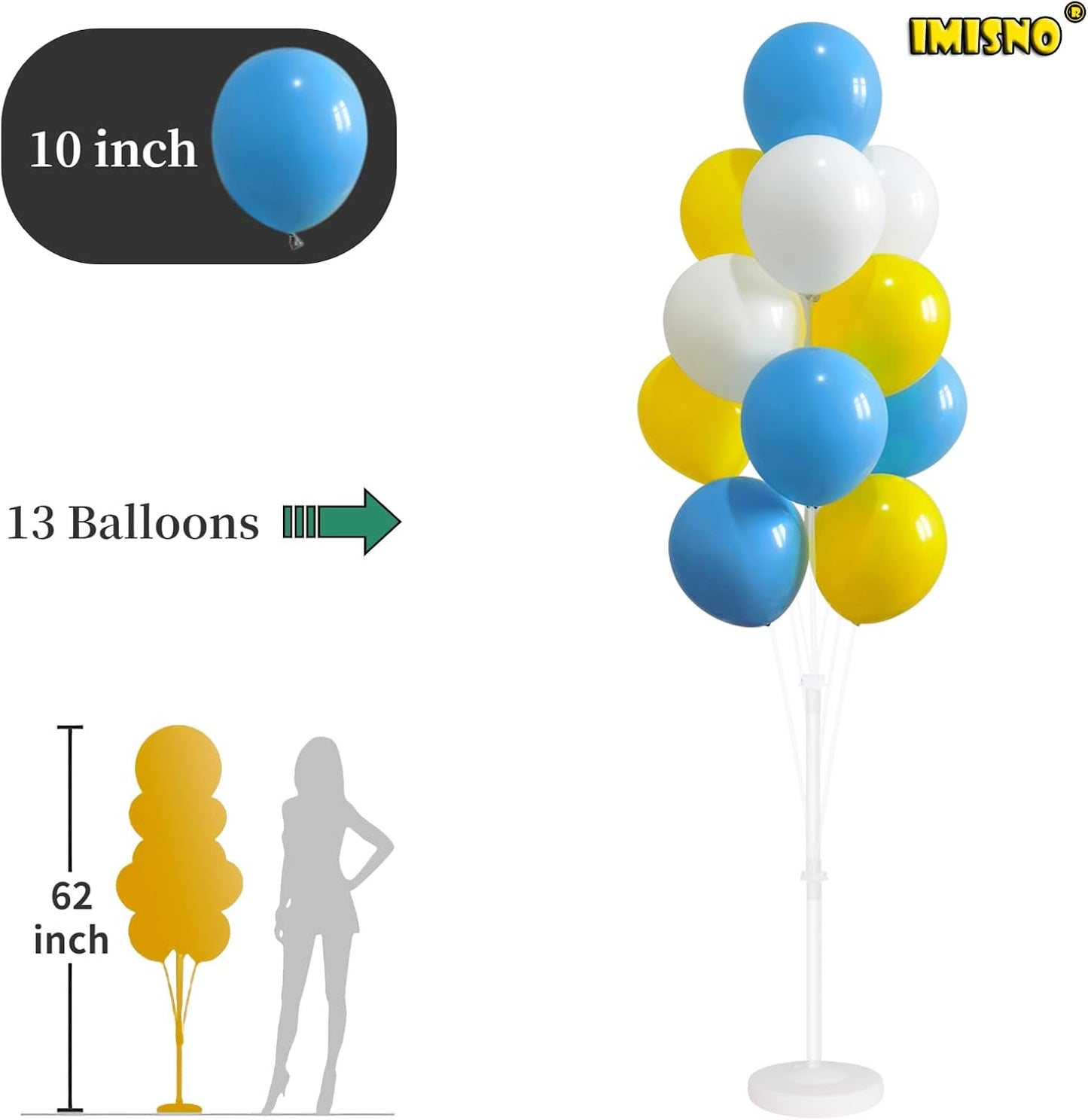 Balloon Column Kit for Floor- Set of 2,Balloon Columns with Stand, Base and Pole,Balloon Tower Backdrop Decoration for Wedding, Baby Shower, Birthday Party, or Bachelorette Parties (Blue Yellow White)