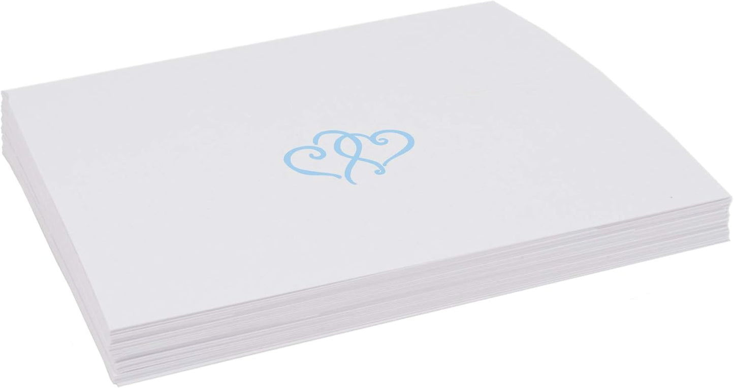 Linked Hearts Place Cards, Light Blue (Choose Color), Set of 60, Pre-cut and Scored - Wedding, Party, Dinner, and Special Events - Made in the USA