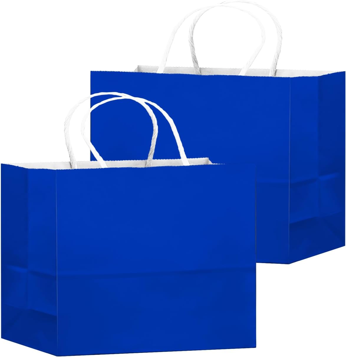 qiqee 100PCS Large Gift Bag with Handles Bulk 13"x4.5"x10" Gift Bags Diamond Blue Multiple Uses (32x11x25cm,Wide Large)