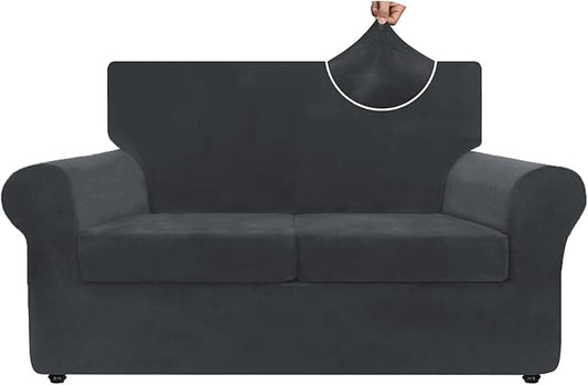 ZNSAYOTX Luxury Velvet Sofa Cover 3 Piece Stretch Loveseat Covers by ZNSAYOTX