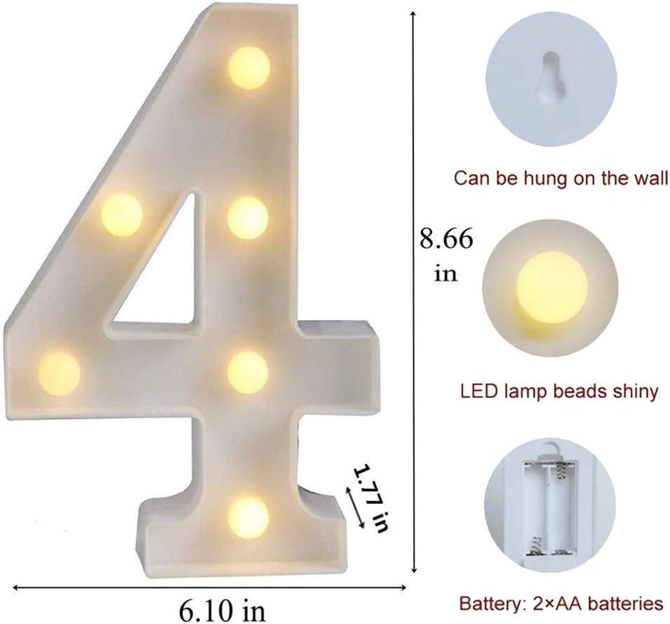 MUMUXI Marquee Light Up Letters | Large Light Up Numbers | Battery Powered and Bright with Every Letter of The Alphabet | for Wedding, Birthday, Party, Celebration, Christmas or Home Decoration (4)