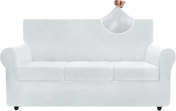 ZNSAYOTX Luxury Velvet Couch Cover 4 Piece Stretch Sofa Covers by ZNSAYOTX