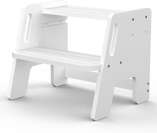 Toddler Step Stool, Wooden Height-Adjustable 2-Step Stool by CraftingNatureandComforts