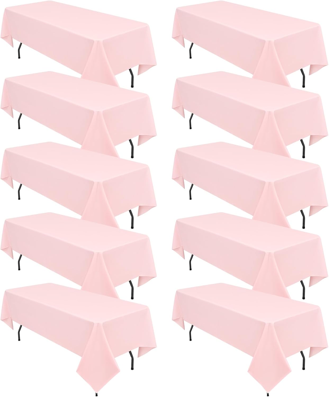 10 Pack Pink Tablecloths for 6ft Rectangle Tables 60 x 102 Inch - Polyester Table Cover Stain and Wrinkle Resistant Washable Fabric Table Clothes for Wedding Party Banquet Reception Restaurant