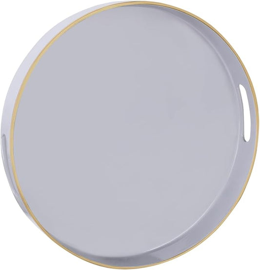 MAONAME 13" Gray Round Tray, Modern Round Decorative Trays by MAONAME