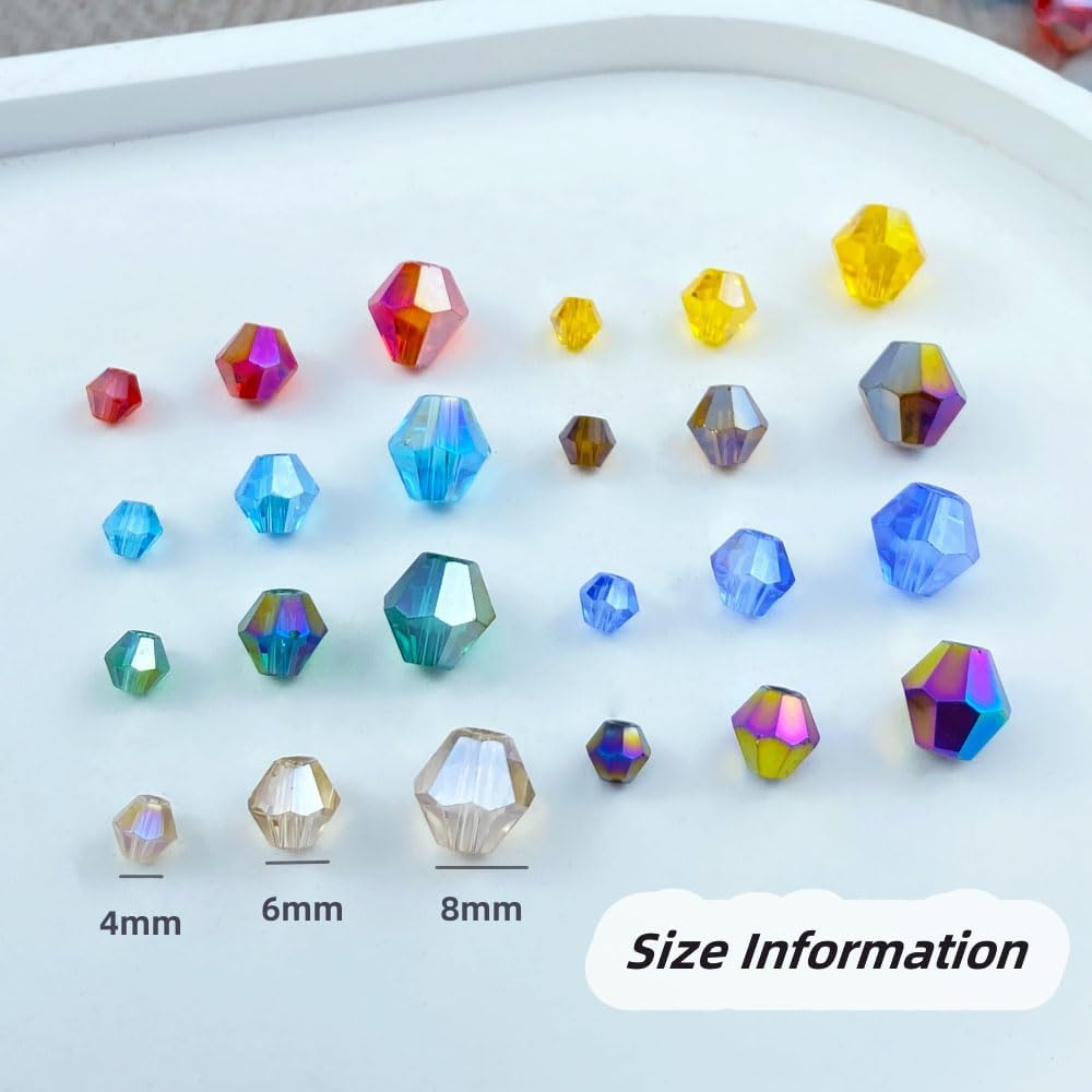 250pcs 6mm Bicone Crystal Glass Beads Loose Spacer Beads Faceted Craft Beads for Jewelry Making DIY Necklace Bracelet Earring Wind Chimes Suncatchers Ornamen(Light Blue AB)